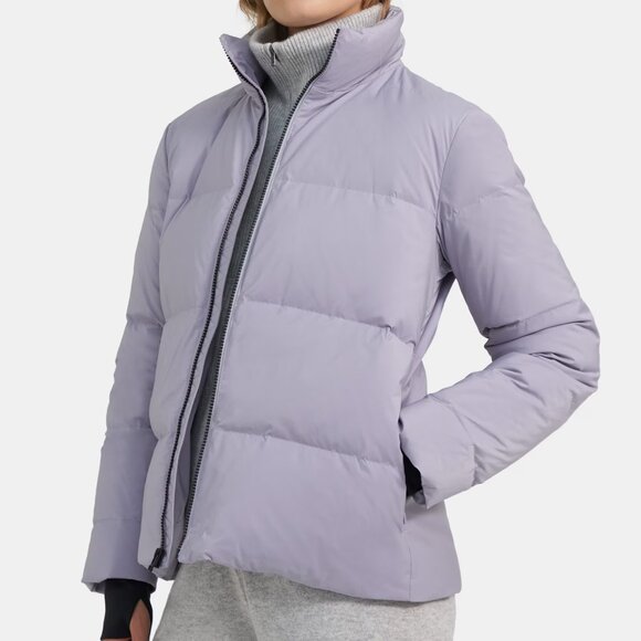 ☃️ Theory ☃️ Stand-Collar Puffer Coat in City Poly, L, Lilac Grey